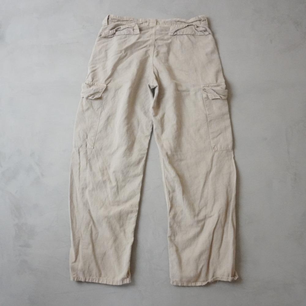 Zara Man Cargo Pants Mens 30 Beige Tan Lyocell Linen Blend Utility Straight Leg - Picture 2 of 8